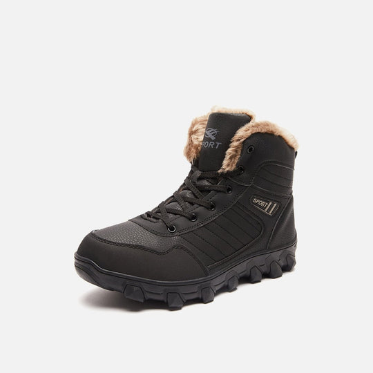 Buty zimowe męskie - z miękką wyściółką i cholewką o gładkiej fakturze