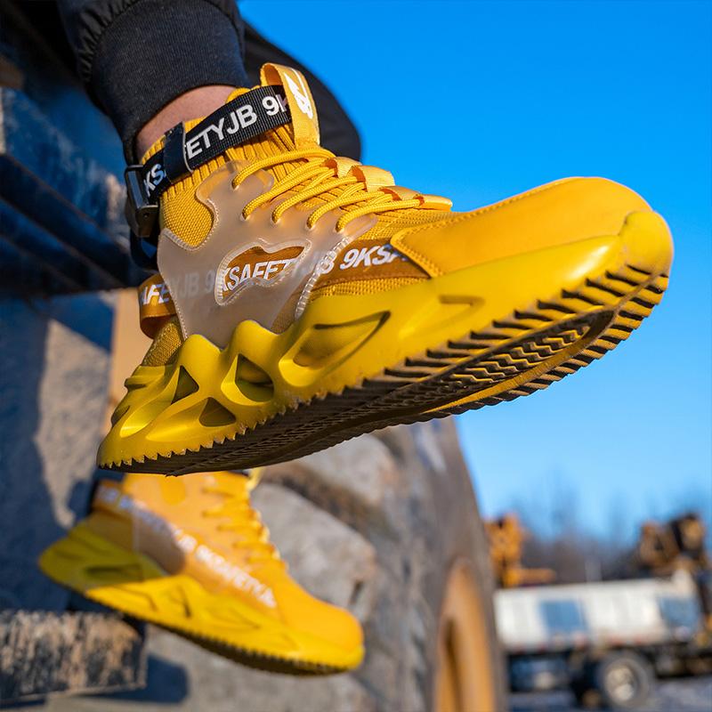Buty robocze męskie lekkie ze stalowym noskiem - kevlar i antypoślizgowe