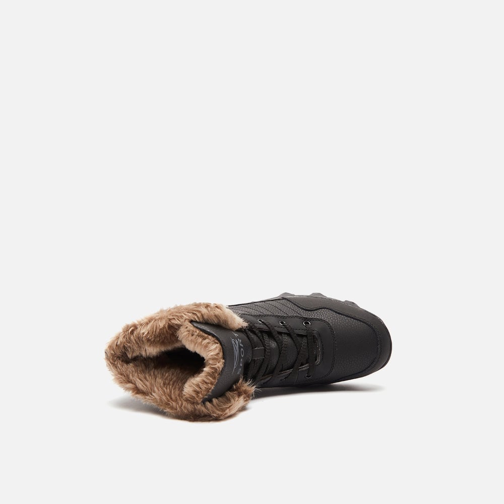 Buty zimowe męskie - z miękką wyściółką i cholewką o gładkiej fakturze