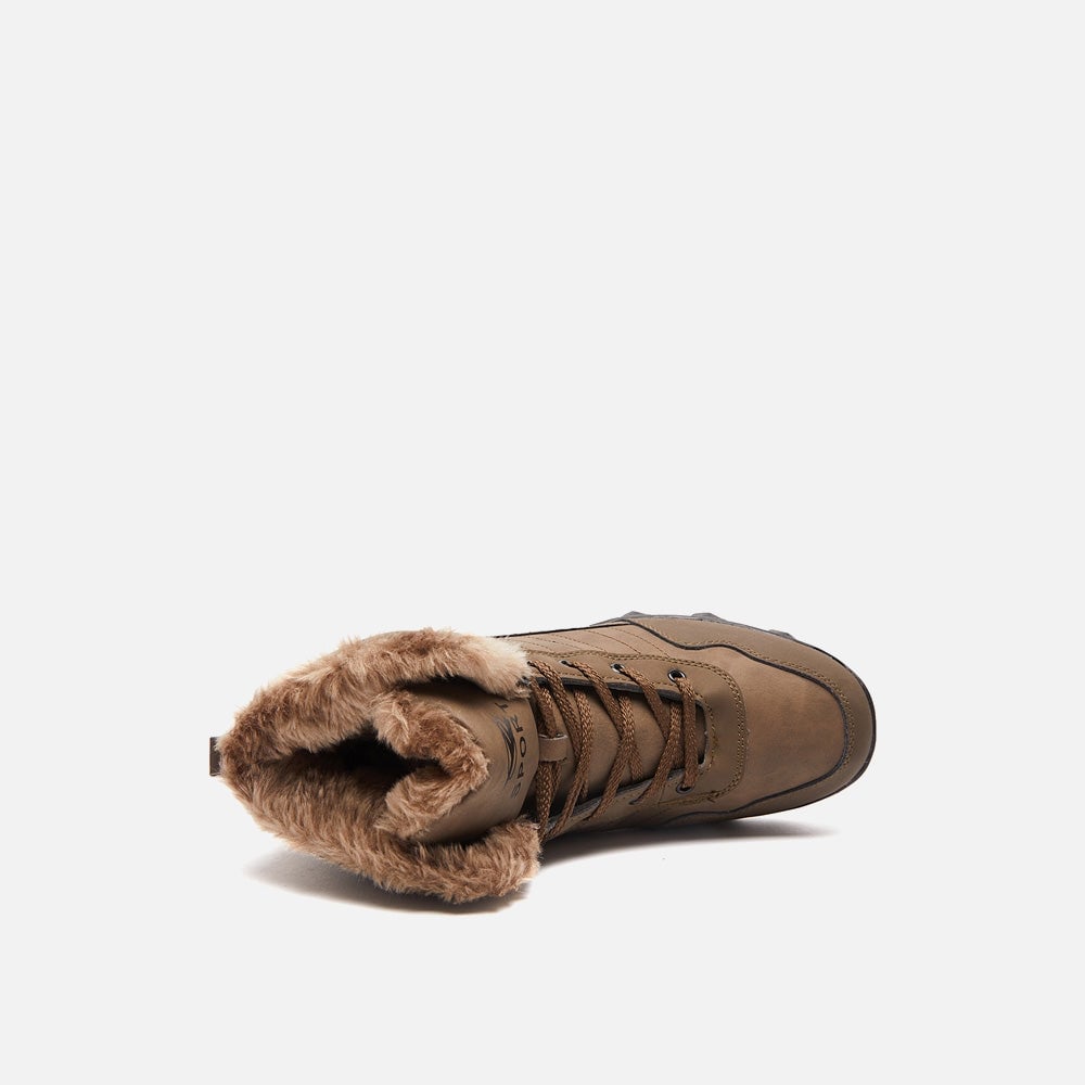 Buty zimowe męskie - z miękką wyściółką i cholewką o gładkiej fakturze